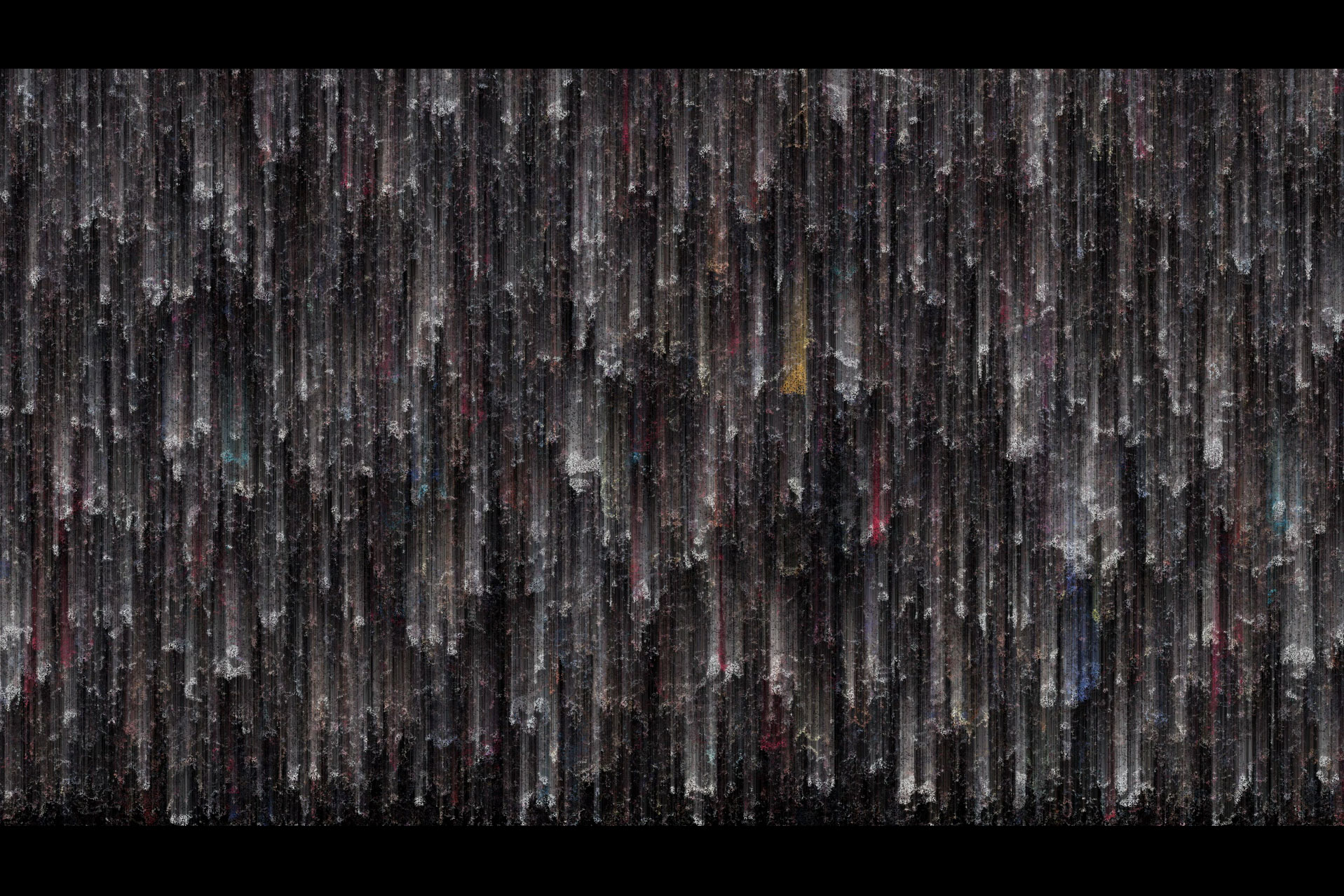 abstract silver and primary colored falling rain. 