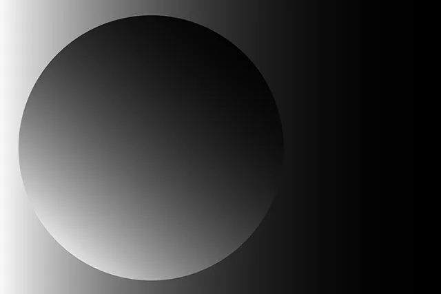 a black circle on a gradient black background