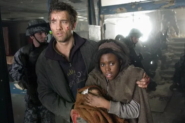 a man with his arm around a young woman