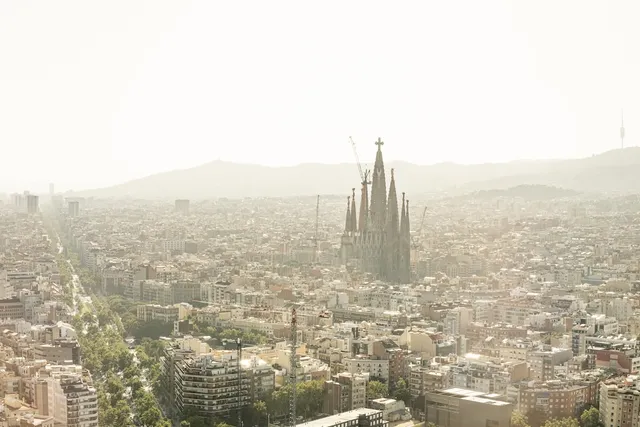 sagrada familia in the distance 