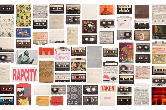 A collage of mixtapes and letters relating to queer themes. 