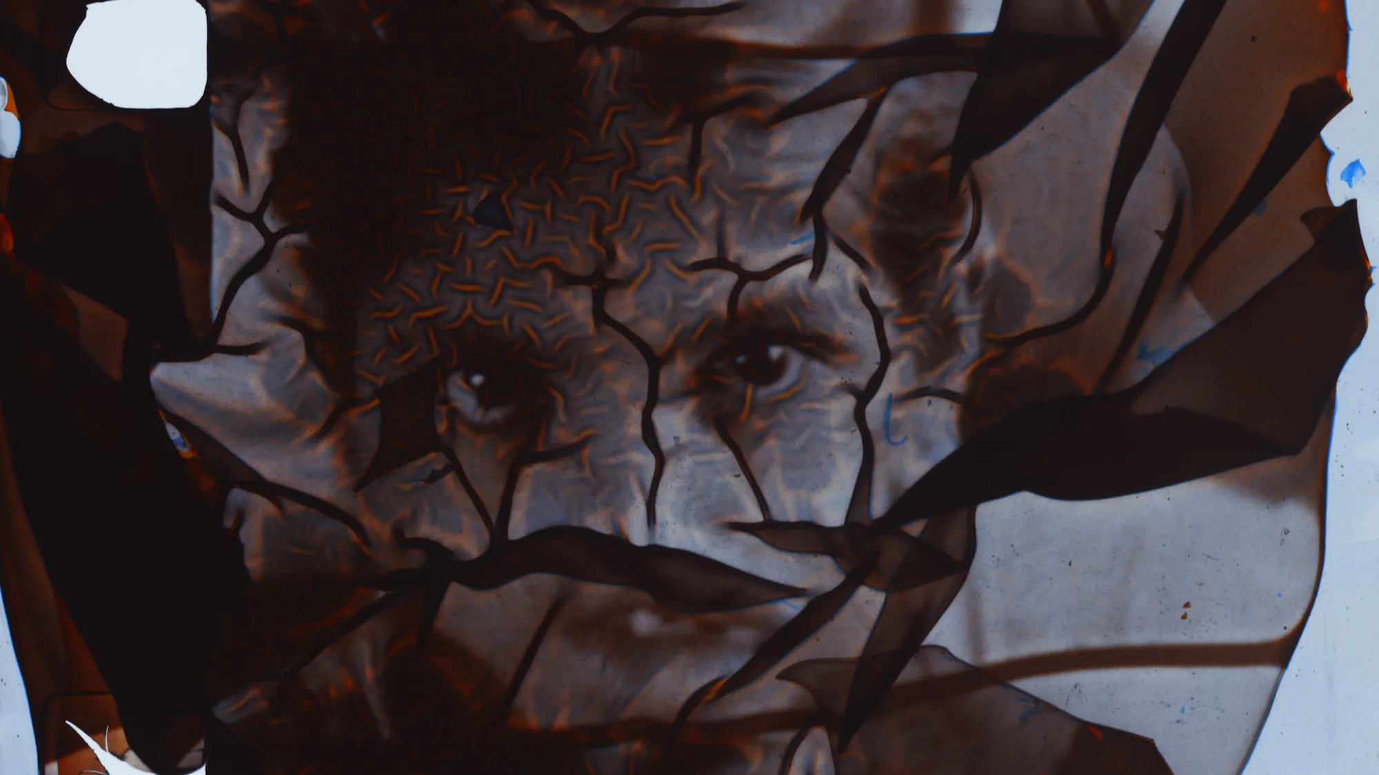 a face with cracks 