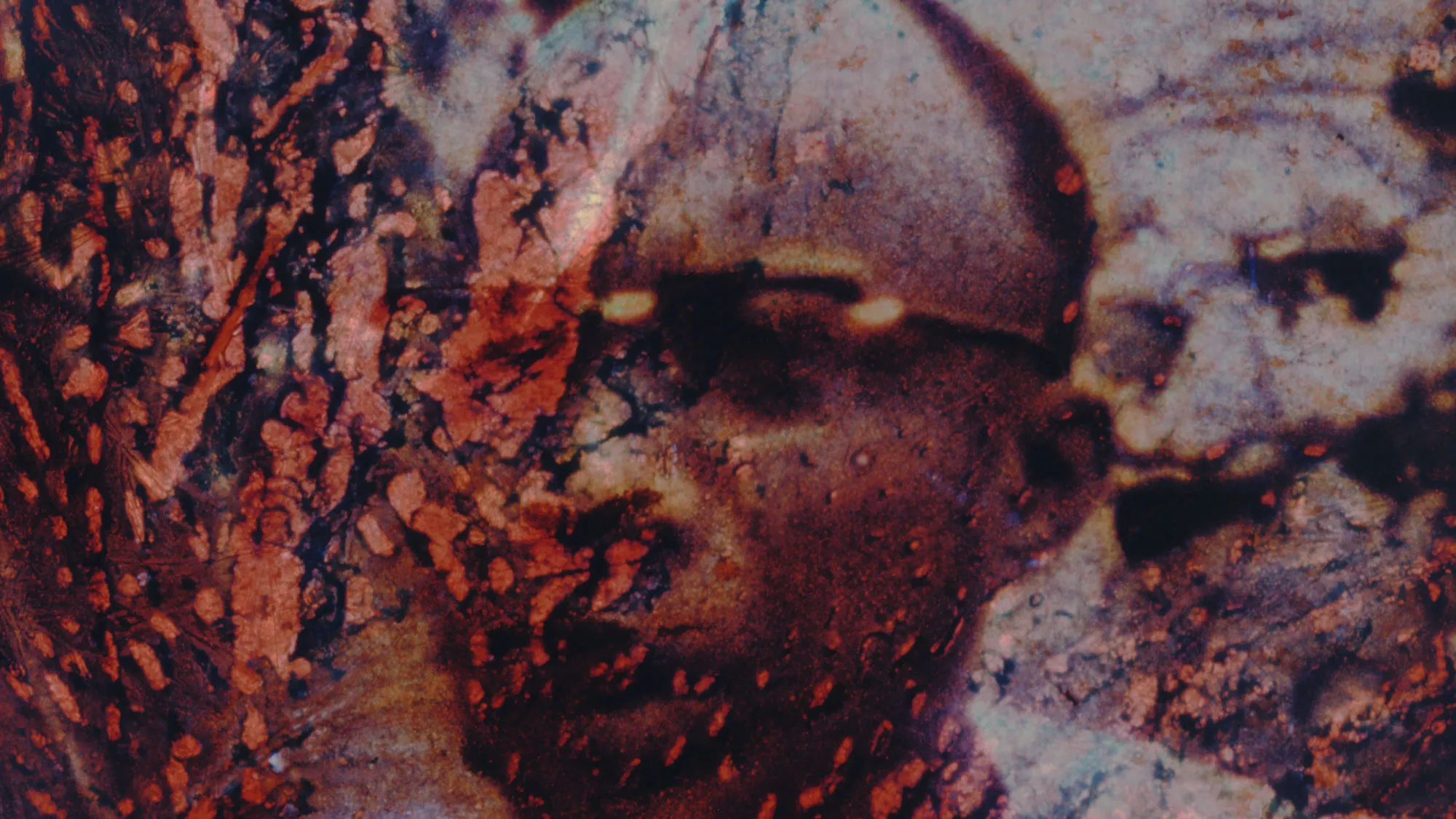 a face in a stylized film still